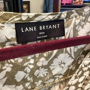 Lane Bryant Olive and Cream Floral Top